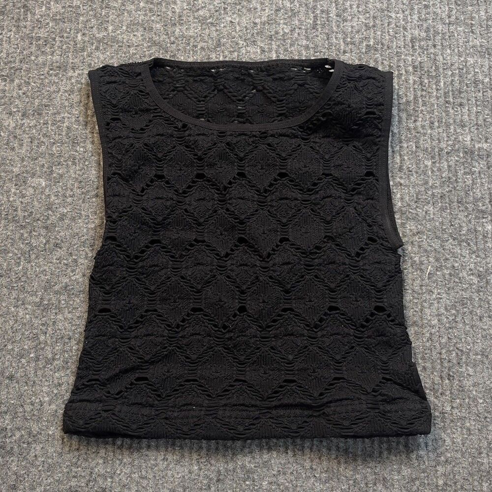 Free People Movement Crop Tank Size XS/S Black Diamond Lace Athletic Top NEW